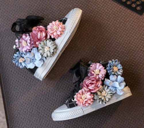 Converse Flower Shoes Black For Girls