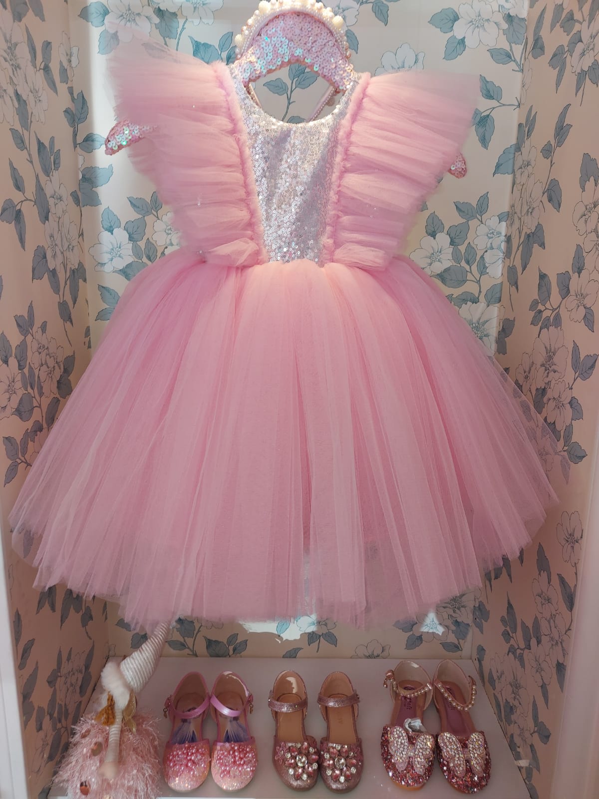 Pink Christmas Sequin Dress for baby girls at Cocobee Princess Shop 1