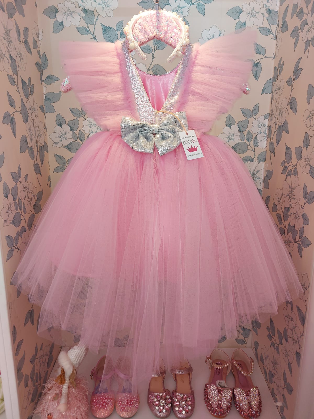 Pink Christmas Sequin Dress for baby girls at Cocobee Princess Shop 2