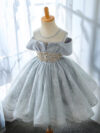Knee long Party Girls Dress Grey
