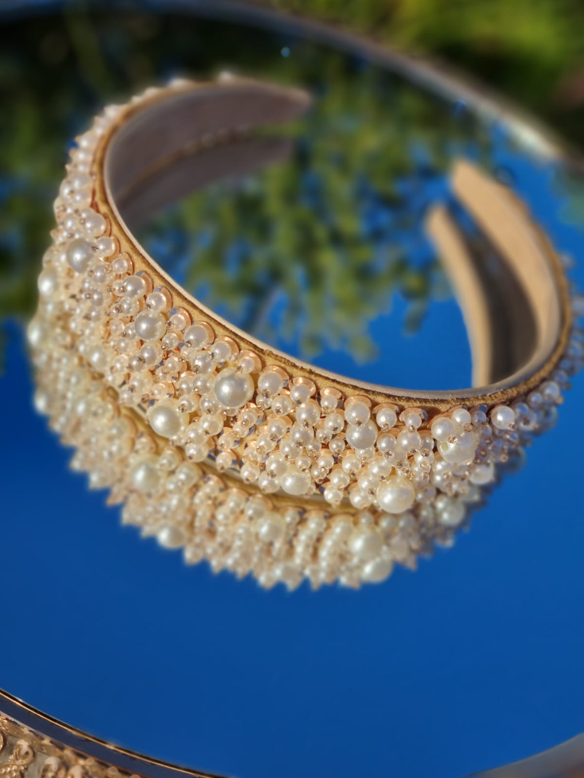 Gold pearls headband
