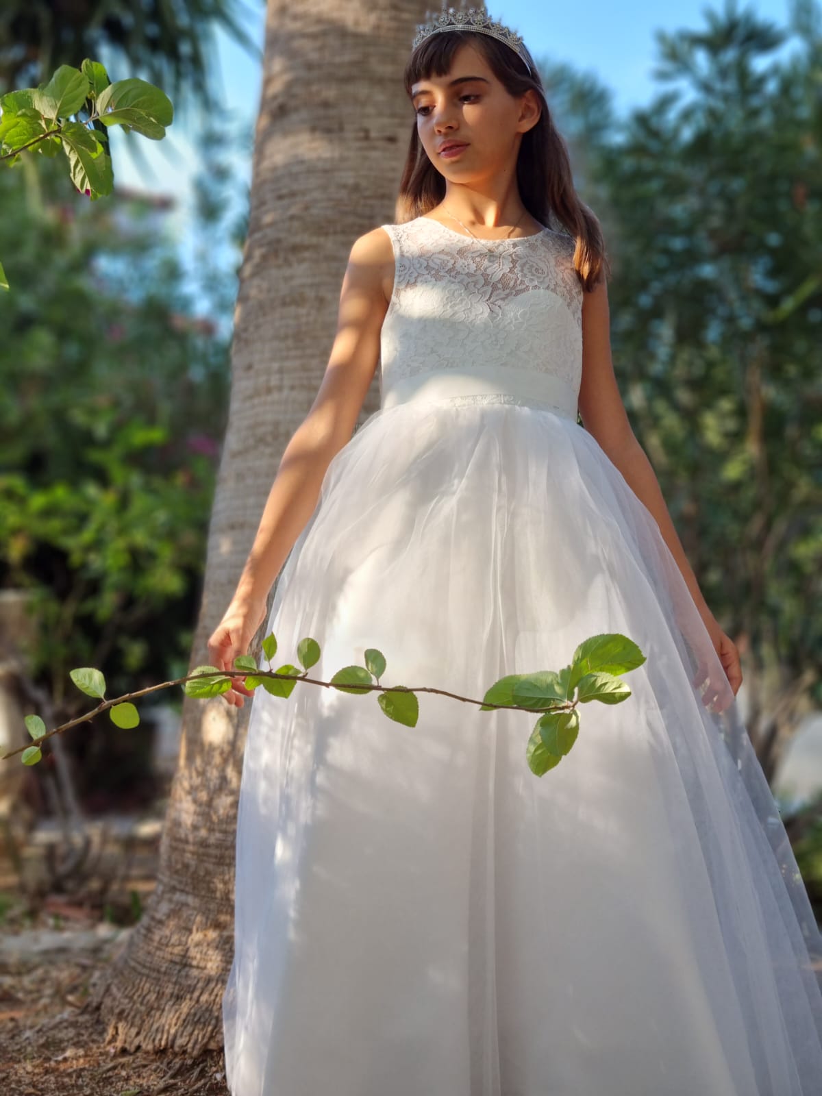 Long Tulle Flower Girl Wedding Dress