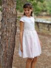 Pink Satin Lace Event Princess Dress at Cocobee Dress 1