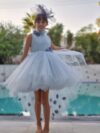 Grey Tulle Flower Dress with Train Cocobee shop 5