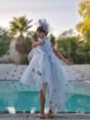 Grey Tulle Flower Dress with Train Cocobee shop 6