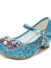 cocobee-Girls Princess Shoes Mary Jane Glitter-Blue