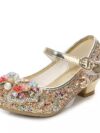 cocobee-Girls Princess Shoes Mary Jane Glitter-Gold