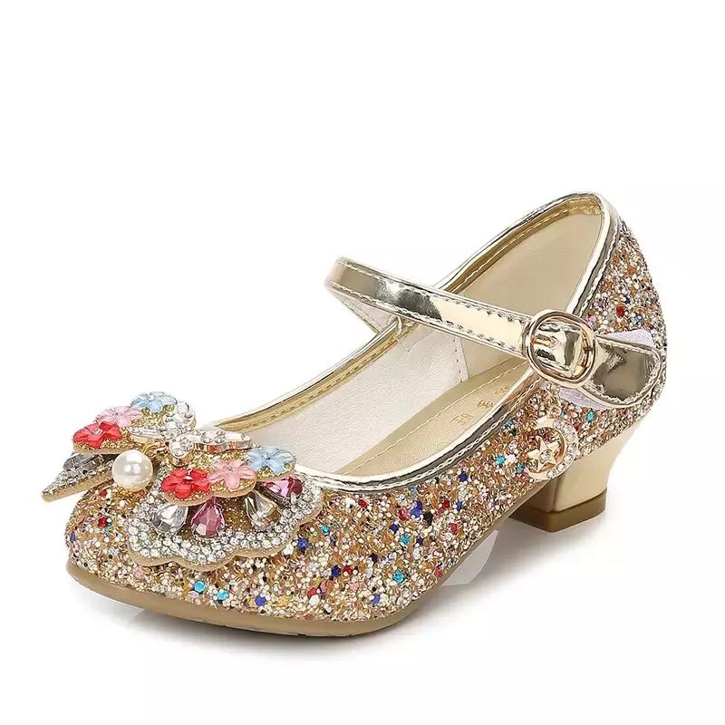 cocobee-Girls Princess Shoes Mary Jane Glitter-Gold