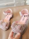 cocobee-Little Girls Party Bow Pink Shoes-3