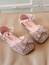 cocobee-Little Girls Party Bow Pink Shoes-4
