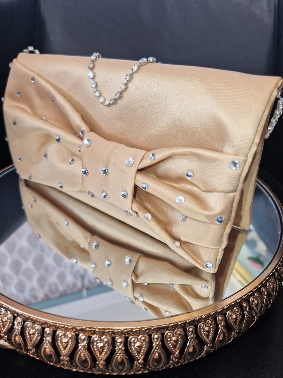 cocobee-Rhinestone Satin Envelope Handbag for Girls-brown-1