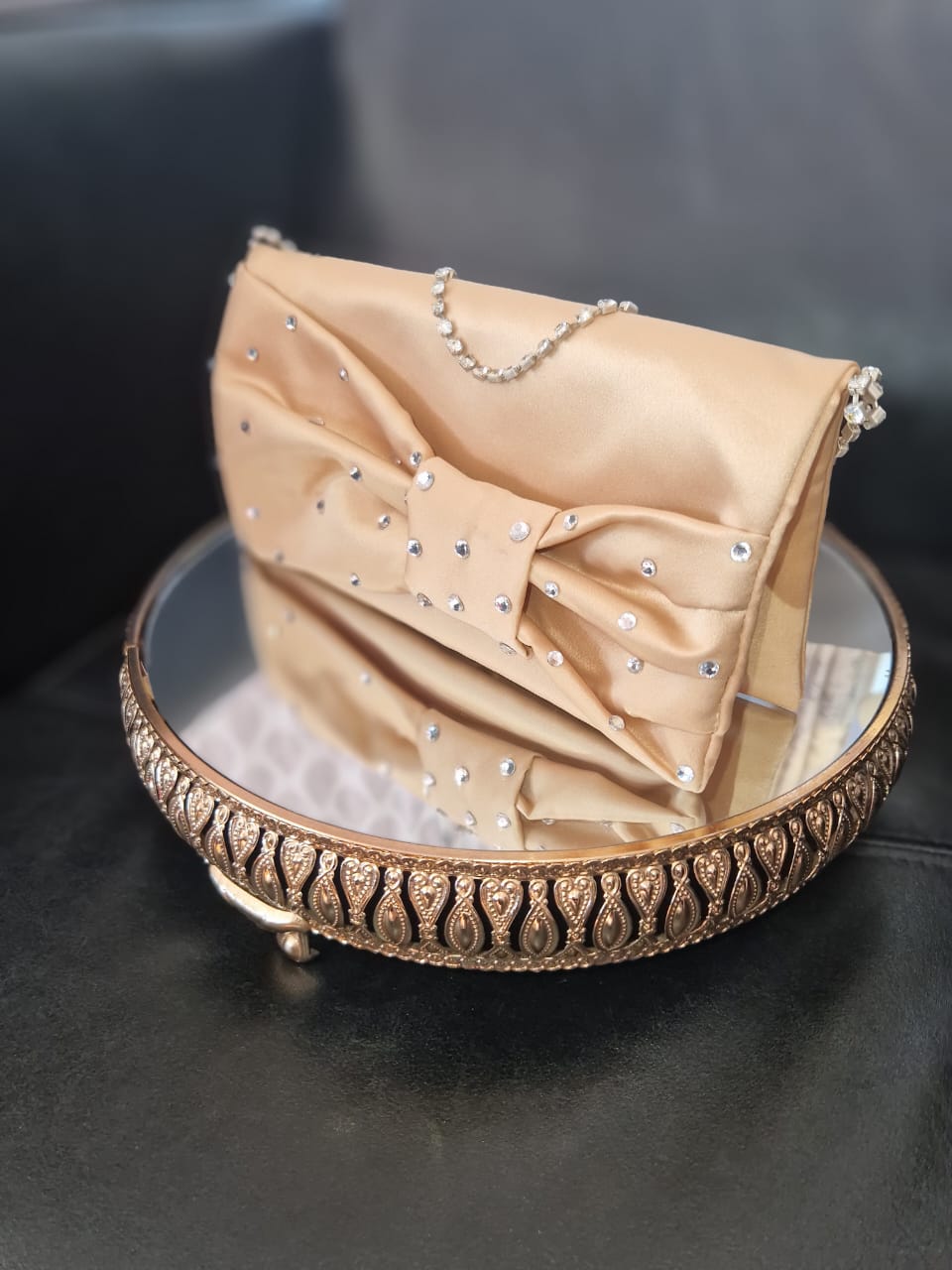 cocobee-Rhinestone Satin Envelope Handbag for Girls-brown-2