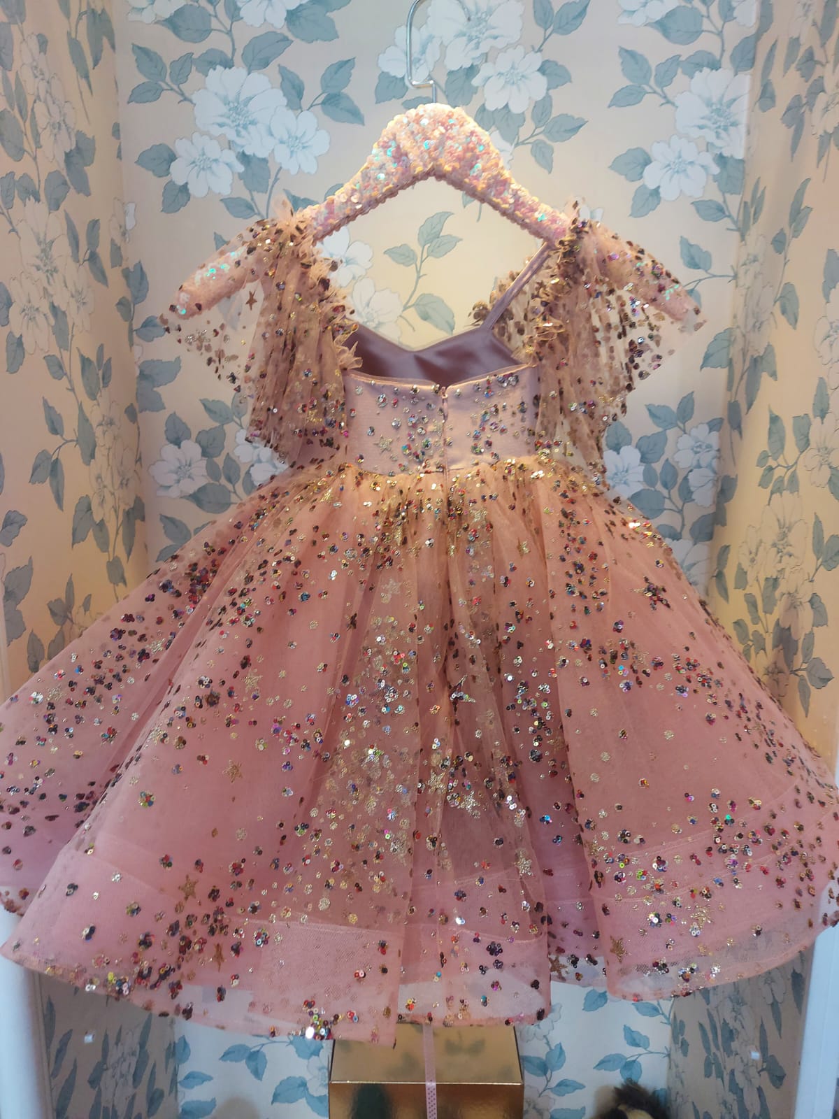cocobee-Pink Sequinn Flower Dress Princess Cresida-2