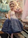 Pink Stripe Organza Ruffle Wedding Flower Girl Iris Dress-1