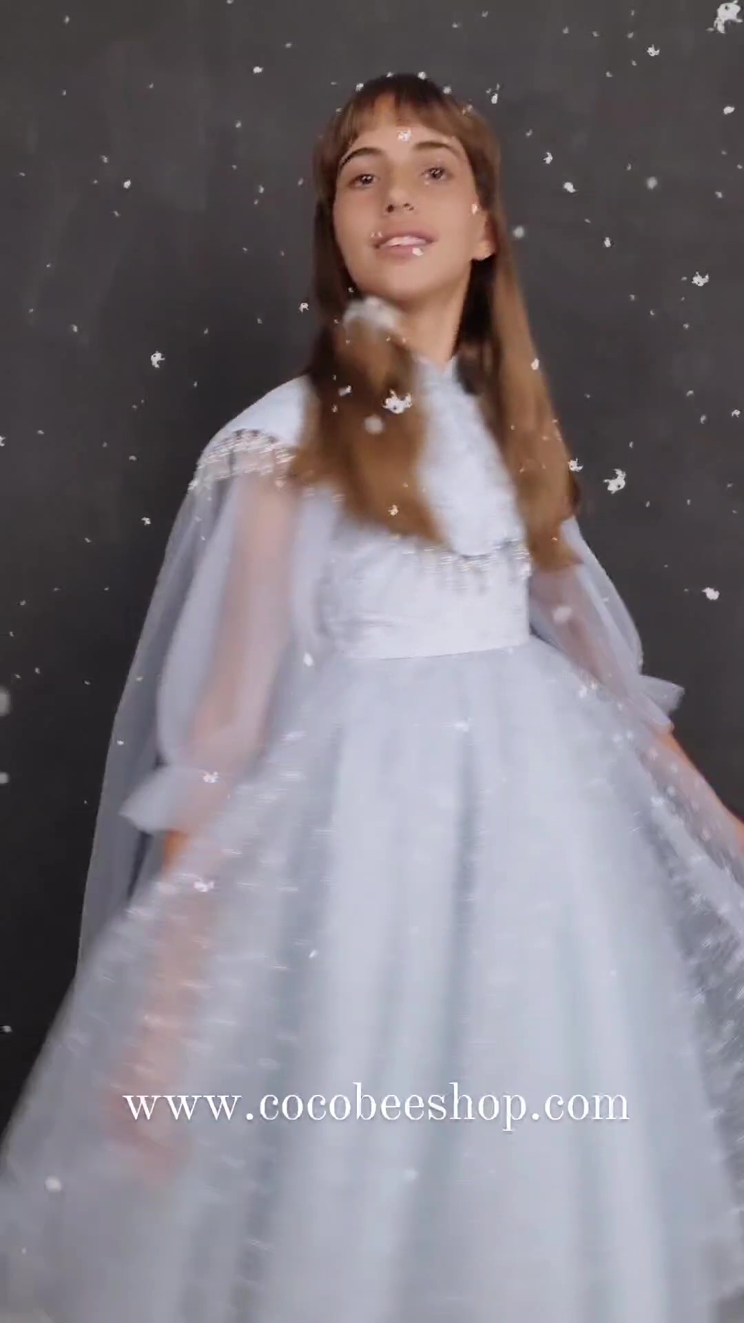 cocobee-Blue Silver Stars Princess Dress with Train Cassia_Moment