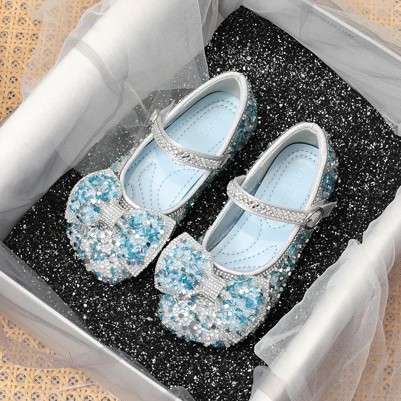 cocobee-Blue and Pink Bow Party Kids Shoes-4