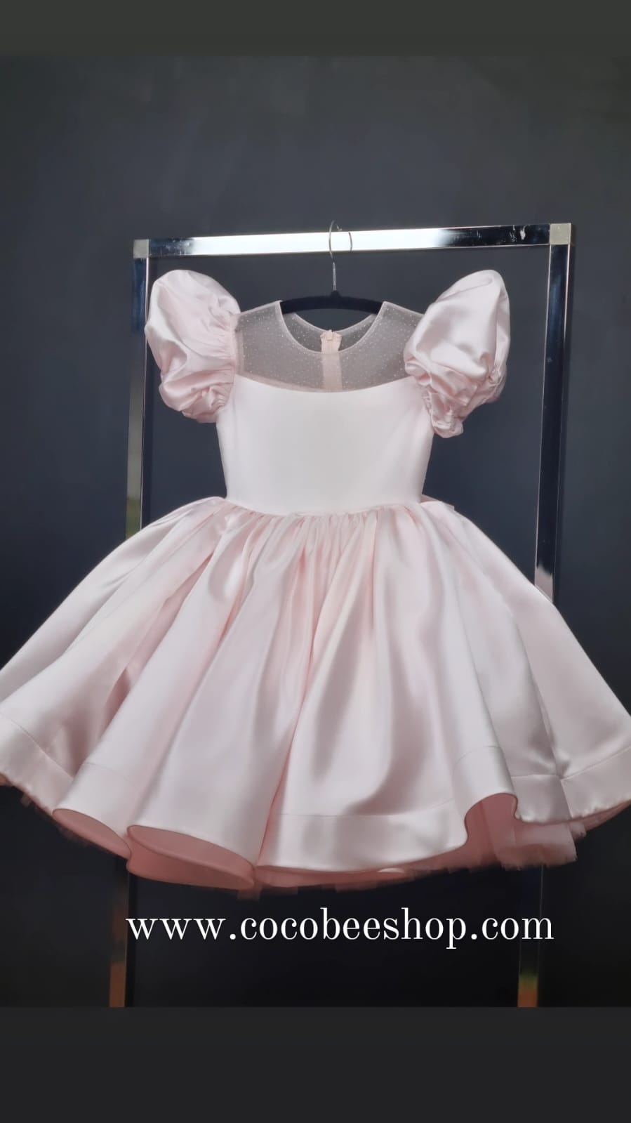 cocobee-Romantic Pink Satin Dress Althea-1