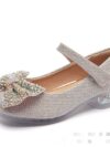 cocobee-Sparkly Silver Bow Party Princess Shoes with Heel-1