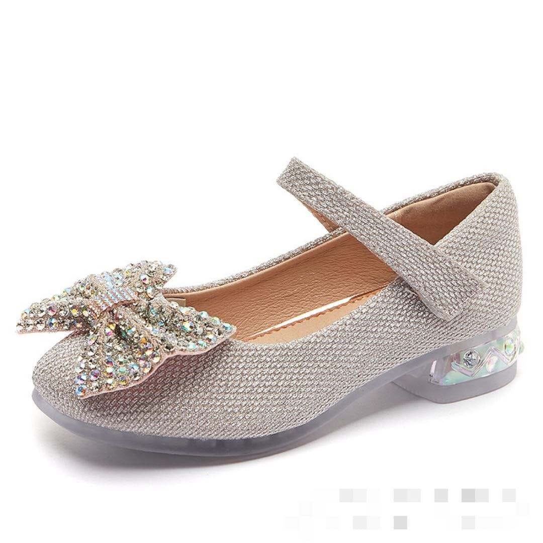 cocobee-Sparkly Silver Bow Party Princess Shoes with Heel-1