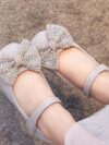 cocobee-Sparkly Silver Bow Party Princess Shoes with Heel-2