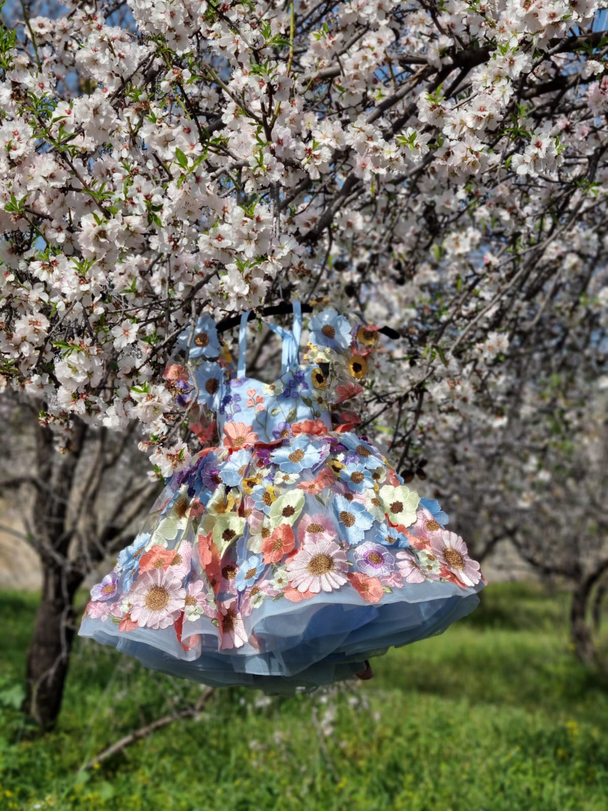 cocobee-Blue 3D Flower Dress Princess Nicole-2