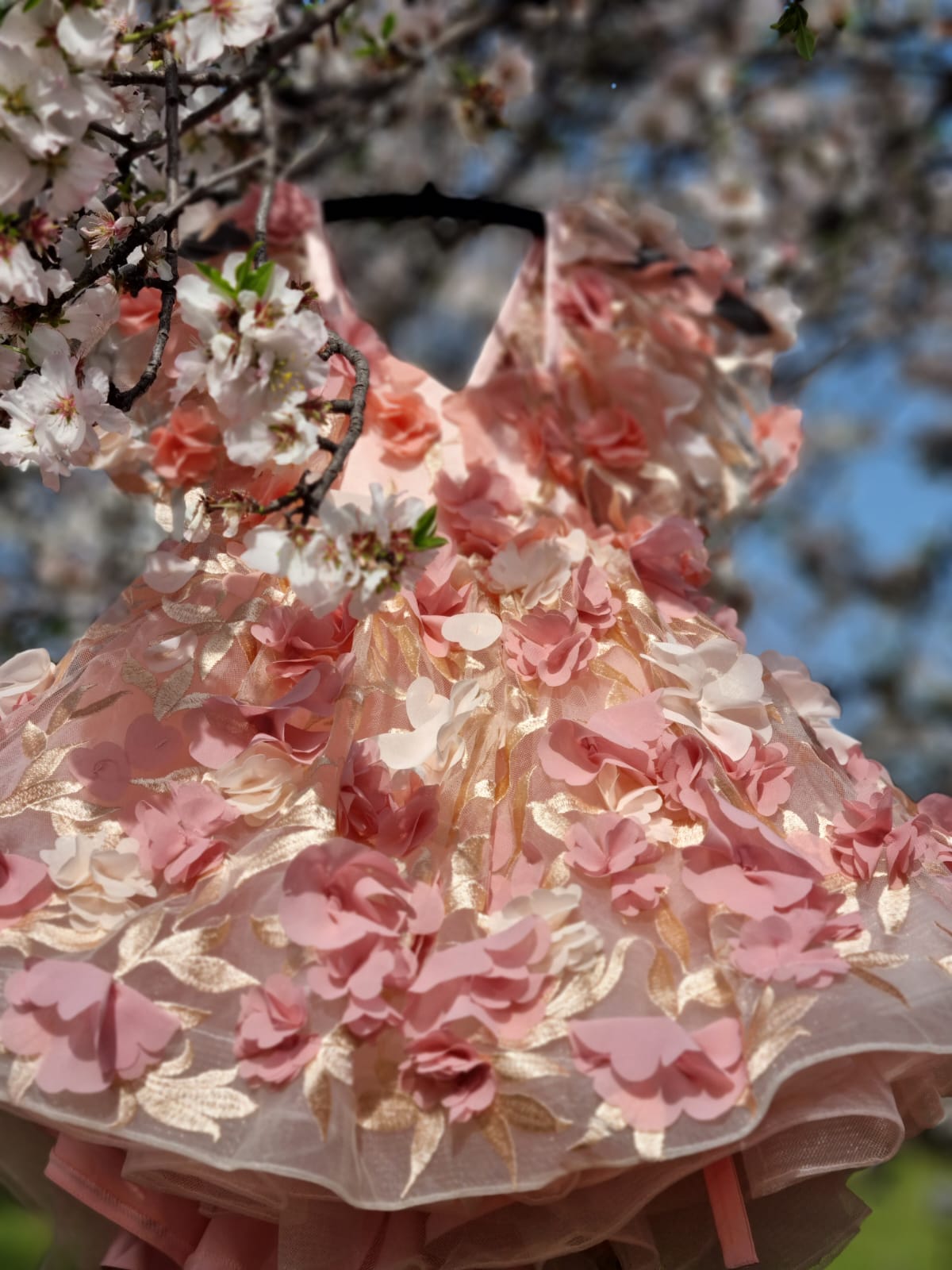 cocobee-Pink 3D Magdalena Flower Princess Dress-1
