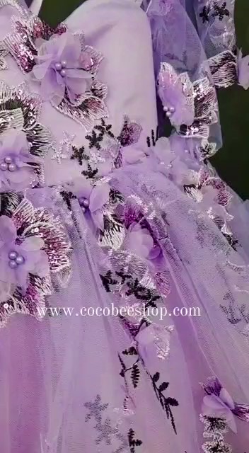 cocobee-Purple 3D Flower Dream Pandora Princess Dress_Moment