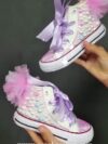 cocobee-White Converse Princess Shoes with Pink and Purple Rhinestones_Moment