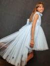 cocobee-Grey Flower Tulle Dress with Train Gabriella-1