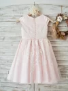cocobee-Light Pink Satin Floral Lace Amelia Dress 2