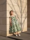 Green long party dress