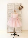 cocobee-Long Sleeves Pink Crystal Beaded Wedding Flower Girl Birthday Party Dress Princess Andrada1