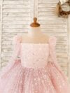 cocobee-Long Sleeves Pink Crystal Beaded Wedding Flower Girl Birthday Party Dress Princess Andrada4