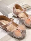 cocobee-Pink Bunny Heel Sparkly Party Shoes