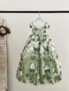 cocobee-Princess 3D Floral Embroidery Green Tulle Floor Length Wedding Flower Girl Dress Florina3