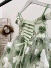 cocobee-Princess 3D Floral Embroidery Green Tulle Floor Length Wedding Flower Girl Dress Florina4
