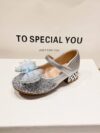 cocobee-Silver with Blue Bunny Bow High Heel Party Shoes