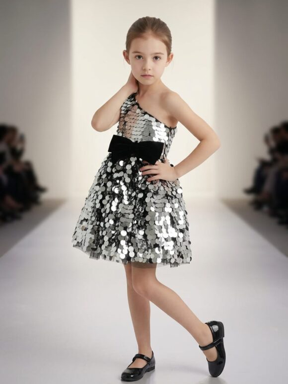 Silver shinny party birthday dress