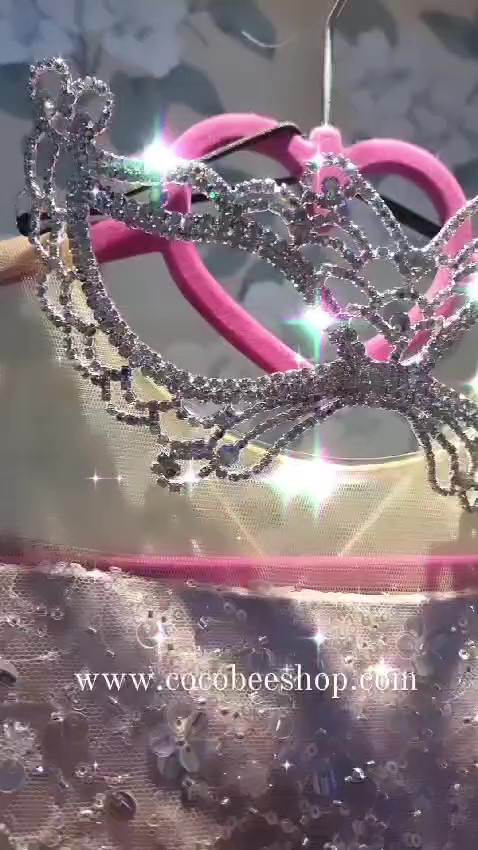 cocobee-Long Sleeves Dark Pink Crystal Beaded Wedding Flower Girl Dress Birthday Dress Princess Anne Marie_Moment