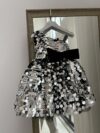 cocobee-Princess Camilla Midnight Sequin One-Shoulder Dress with Bow Accent-1