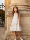 White lace satin tutu gown for girls