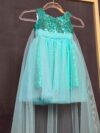 cocobee-Princess Serena Aqua Sequin Tulle Dress with Tulle Train 1