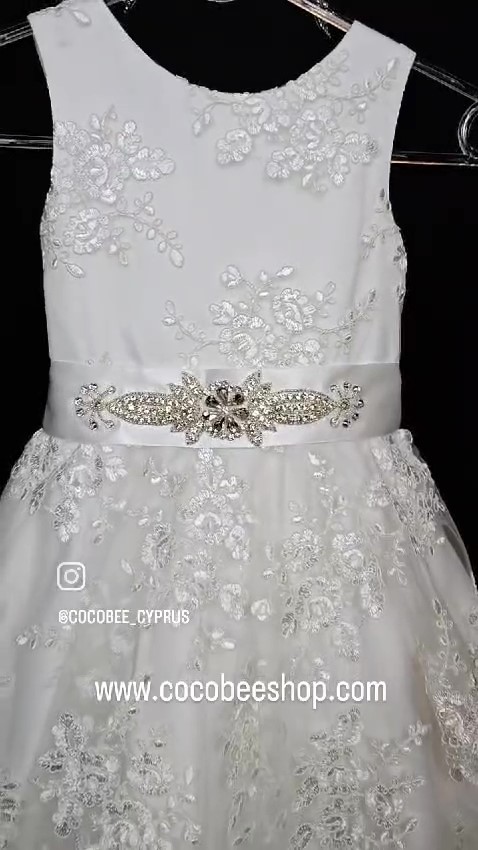 cocobee-Princess Evelyne White Lace Embroidered Dress with Beaded Belt – moment