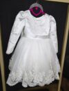 cocobee-Princess Seraphina White Satin & Lace Bow Dress 1