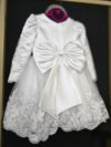 cocobee-Princess Seraphina White Satin & Lace Bow Dress 3