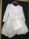 cocobee-Princess Seraphina White Satin & Lace Bow Dress 4