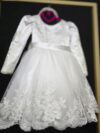 cocobee-Princess Seraphina White Satin & Lace Bow Dress 5