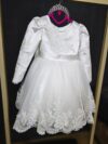 cocobee-Princess Seraphina White Satin & Lace Bow Dress 6