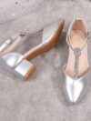 cocobee-Starlight Silver T-Strap Heels