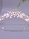 cocobee-Blush Pearl Crystal Flower Tiara